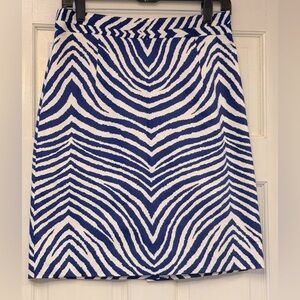 Milly Blue and White Mini A-Line Skirt Cocktail